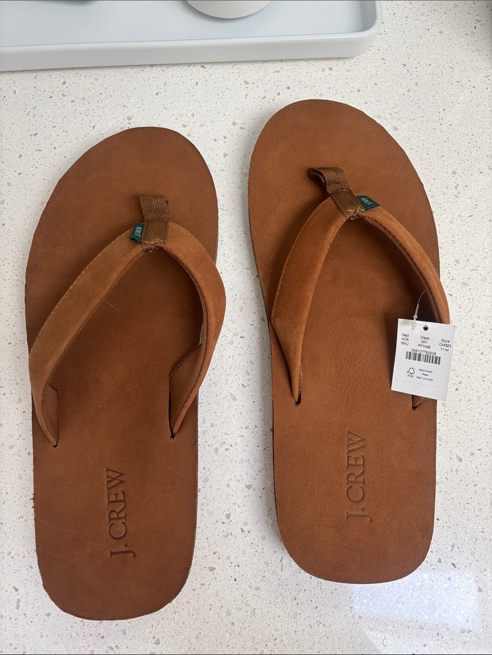J. Crew Tan Brown Leather Thong Sandals